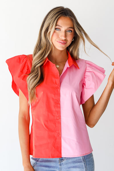 Color Block Blouse on model
