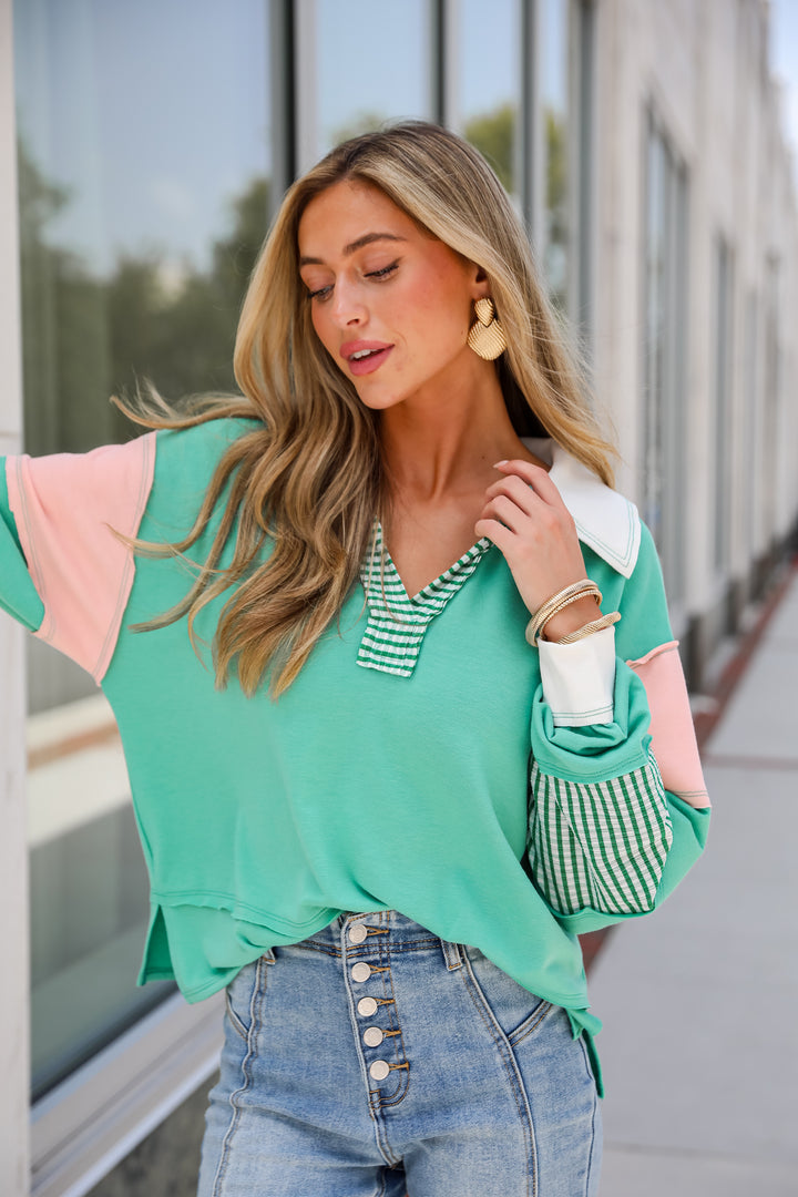 Perfect Plans Color Block Collared Top