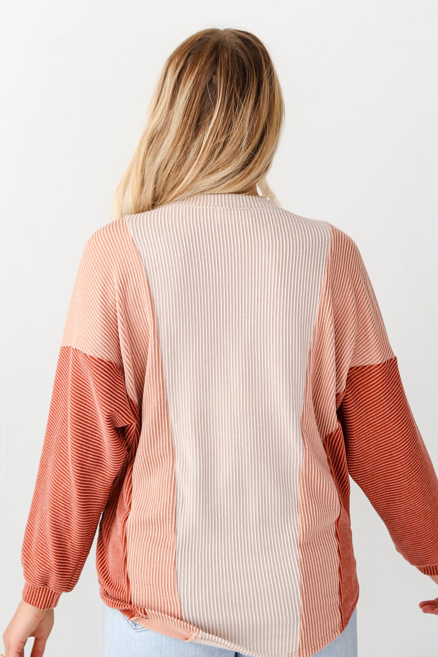 rust Oversized Color Block Corded Top back view