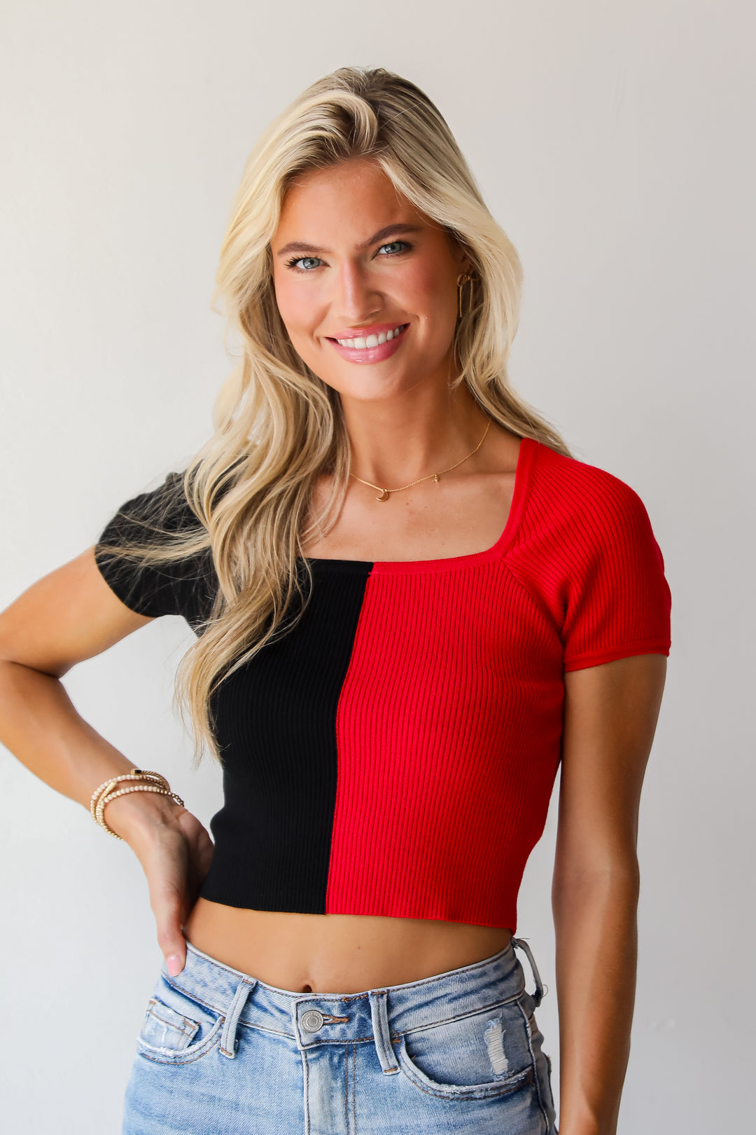 Tailgate Time Color Block Crop Top