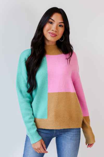 Color Block Sweater on dress up model