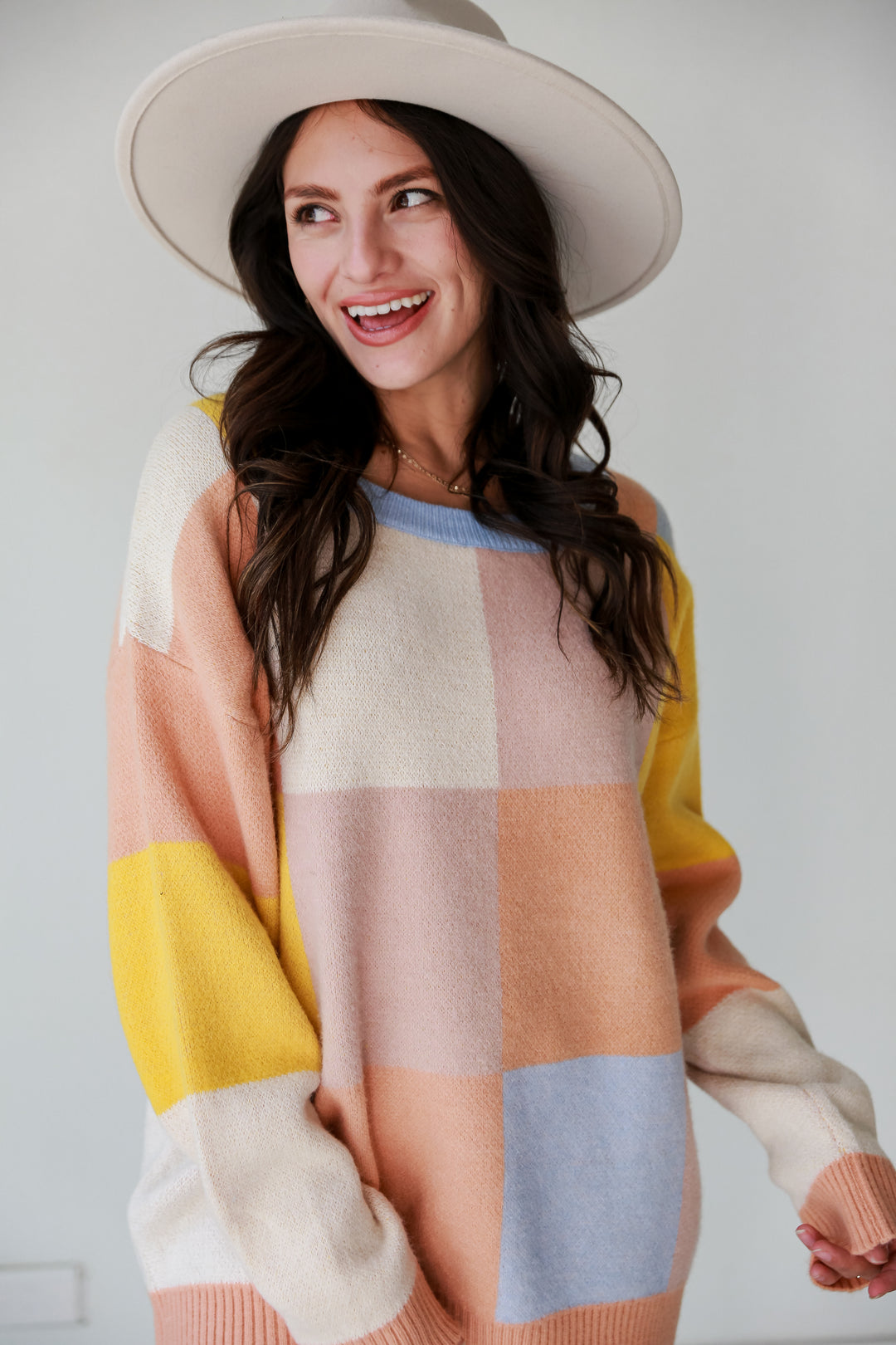 Color Block Oversized Sweater on dress up model