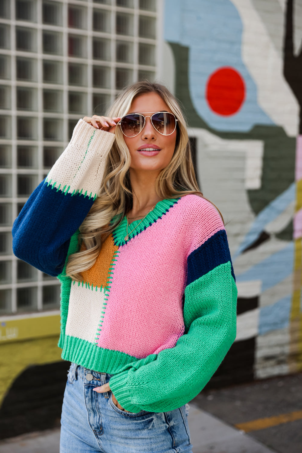 cute Color Block Sweater