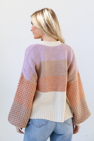 Color Block Oversized Sweater Cardigan back view