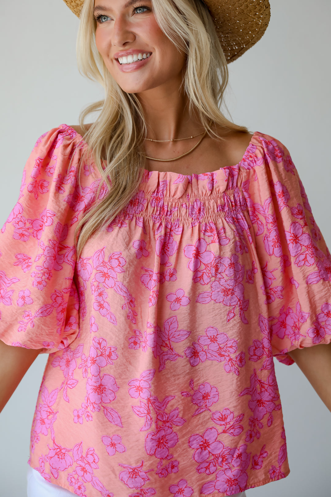 Clearly Stunning Coral Floral Blouse