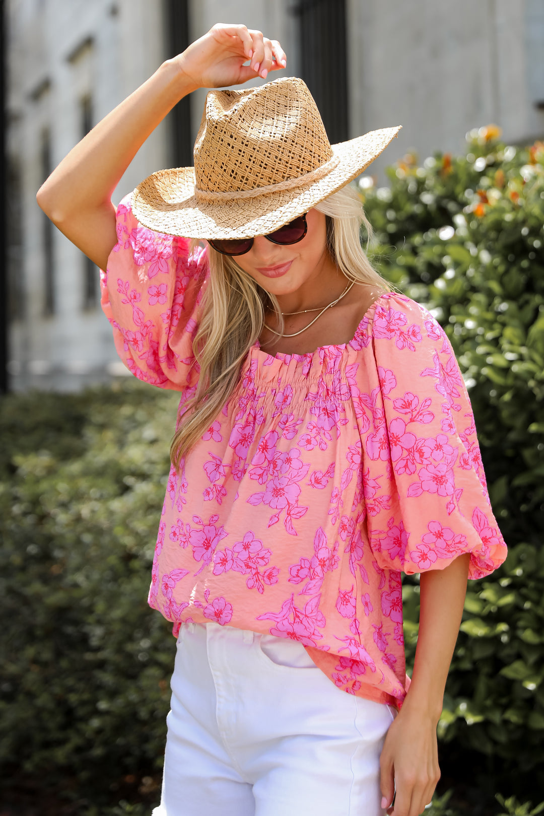 Clearly Stunning Coral Floral Blouse