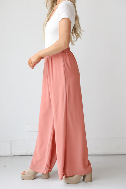 coral Wide Leg Pants side view