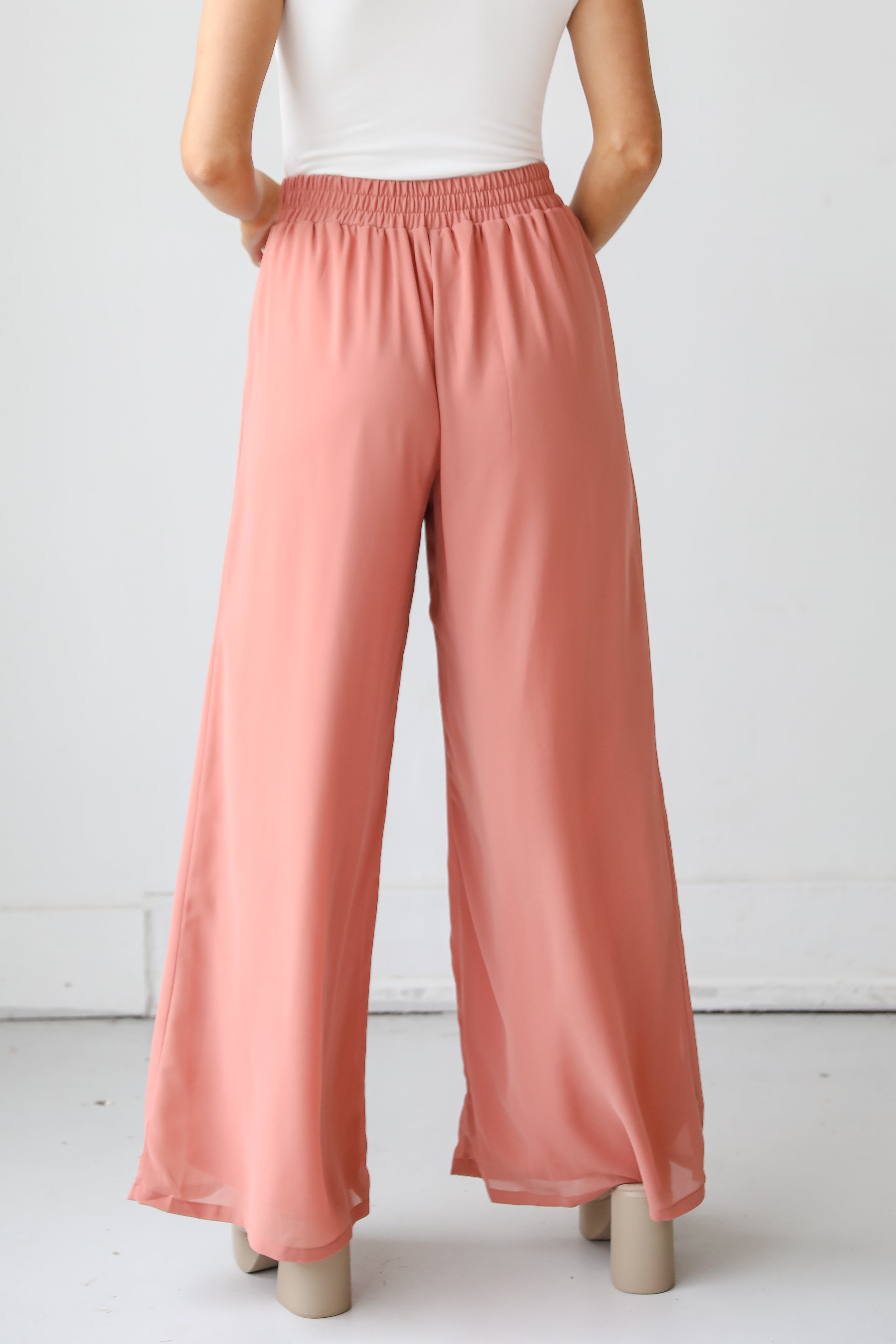 coral Wide Leg Pants back view