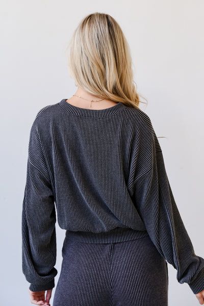 black Cropped Corded Pullover back view
