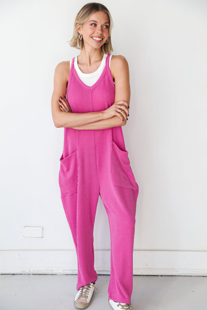cute pink Corded Jumpsuit
