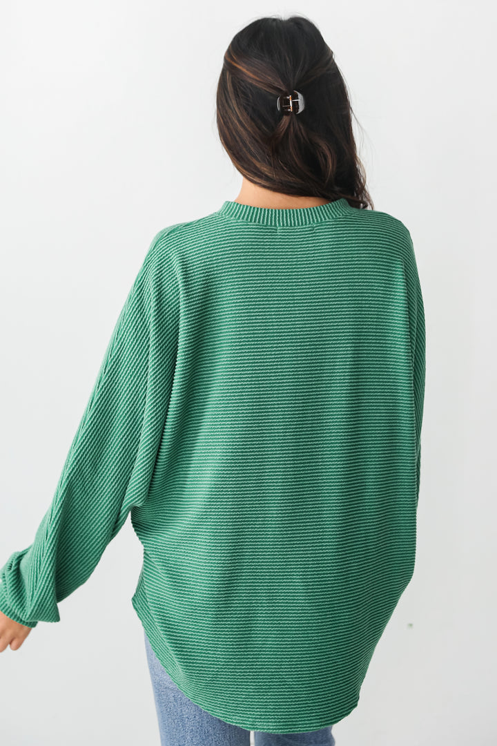 green Oversized Corded Top back view