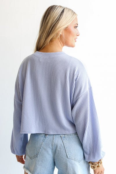 blue Cropped Corded Top back view