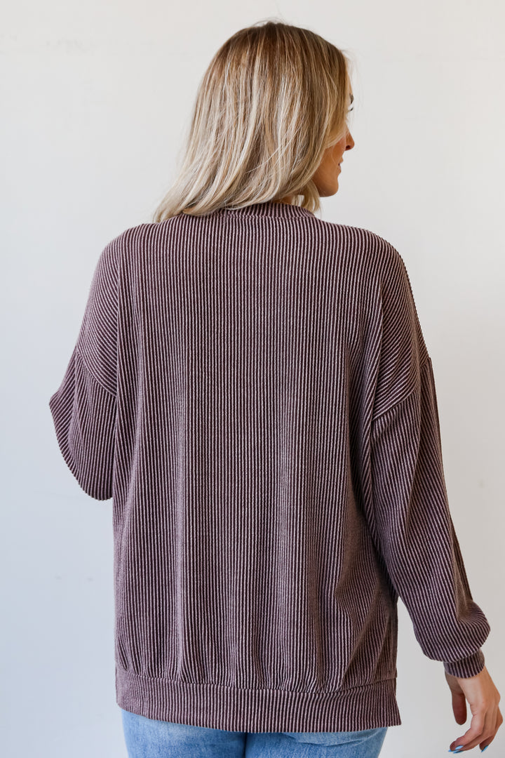 brown Corded Oversized Pullover back view