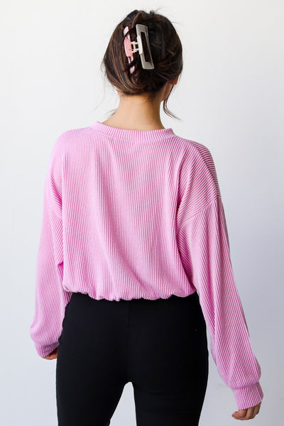 lavender Cropped Corded Pullover back view