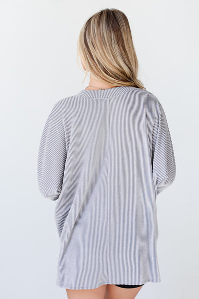 grey Corded Tee back view