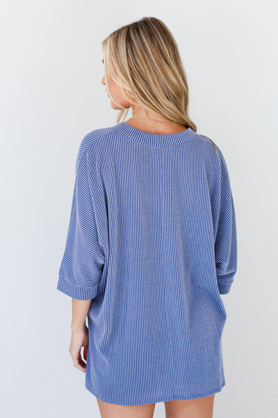 blue Corded Tee back view
