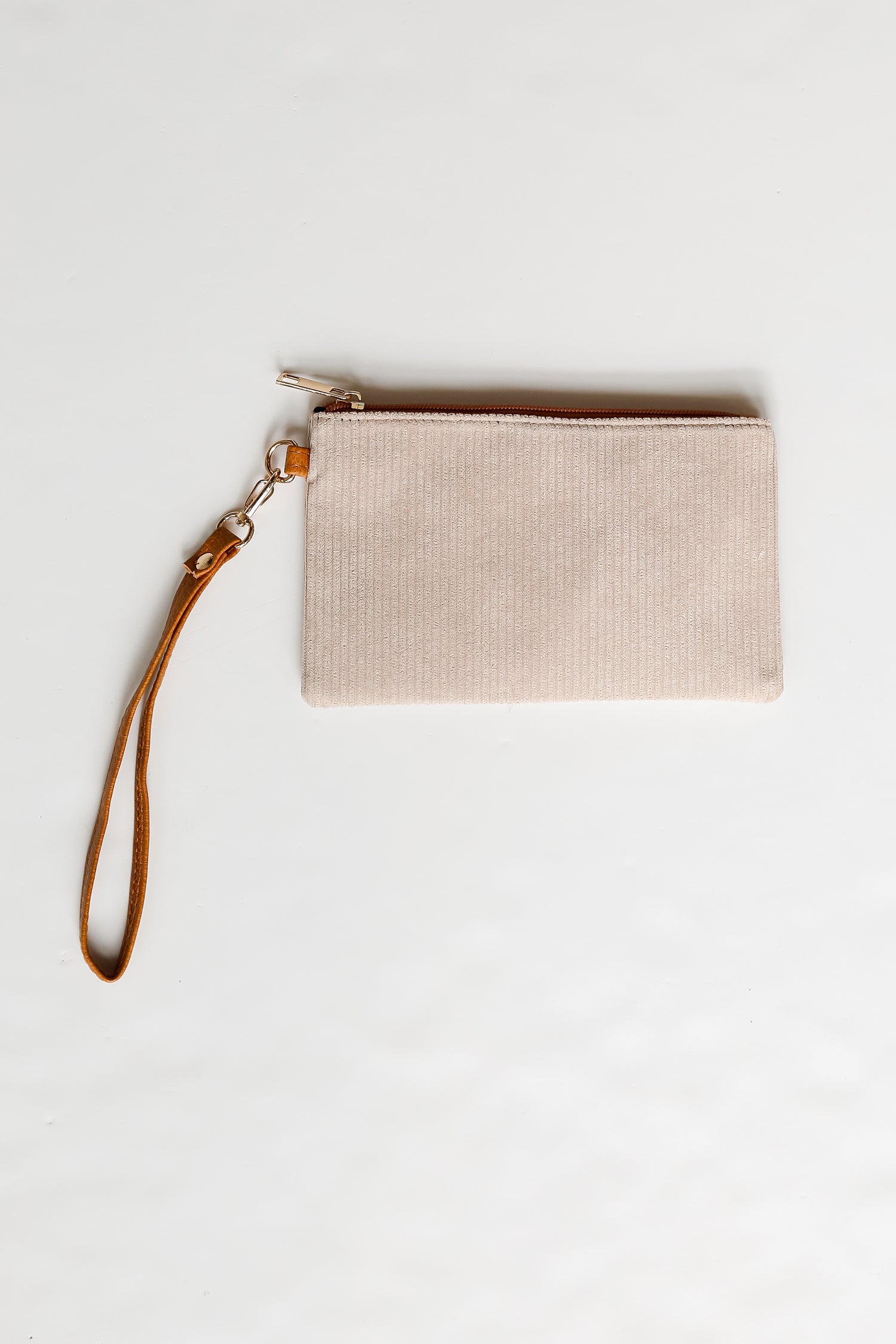 Beige Corduroy Wristlet