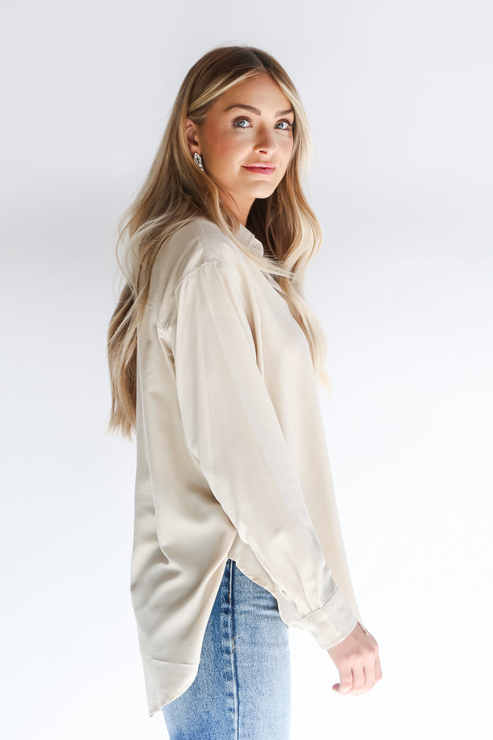 trendy Ivory Button-Up Blouse