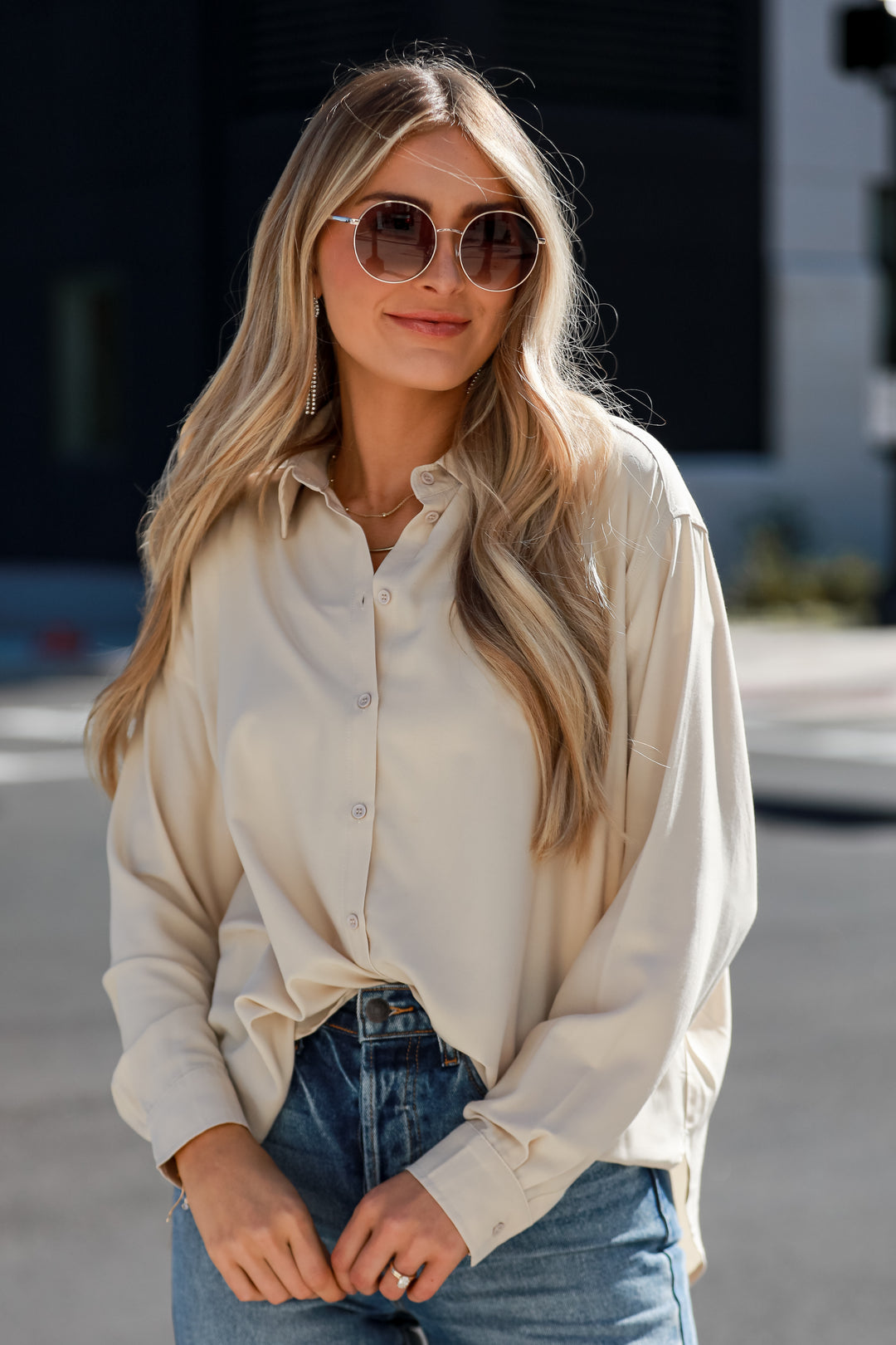 Ivory Button-Up Blouse
