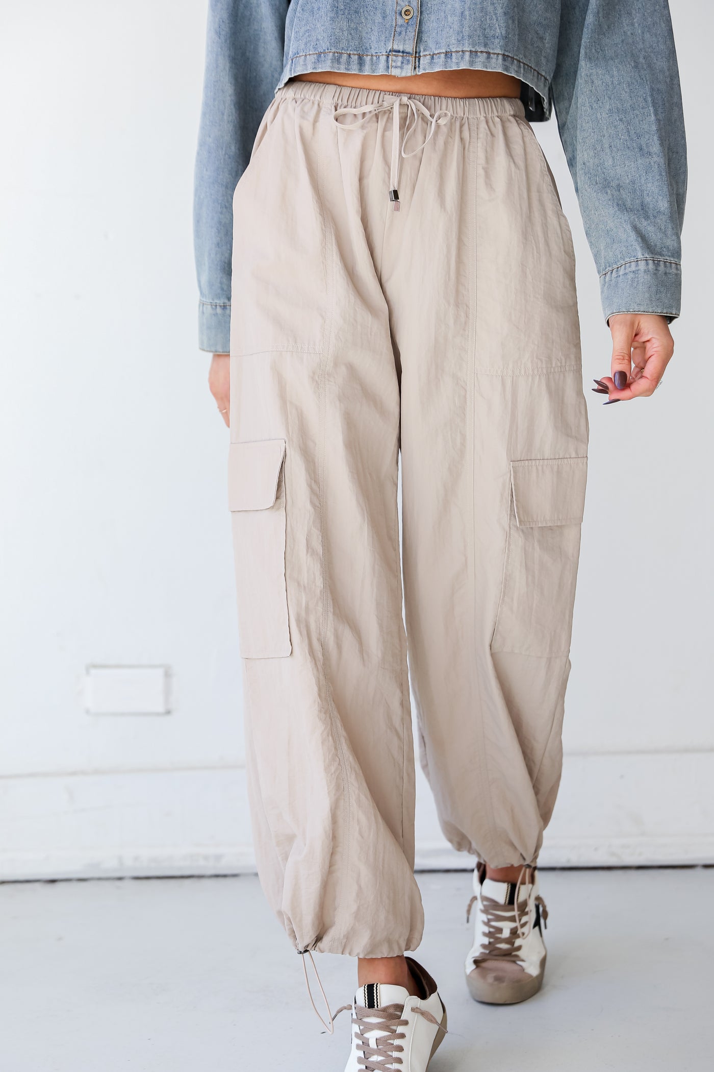 high waisted Taupe Cargo Pants