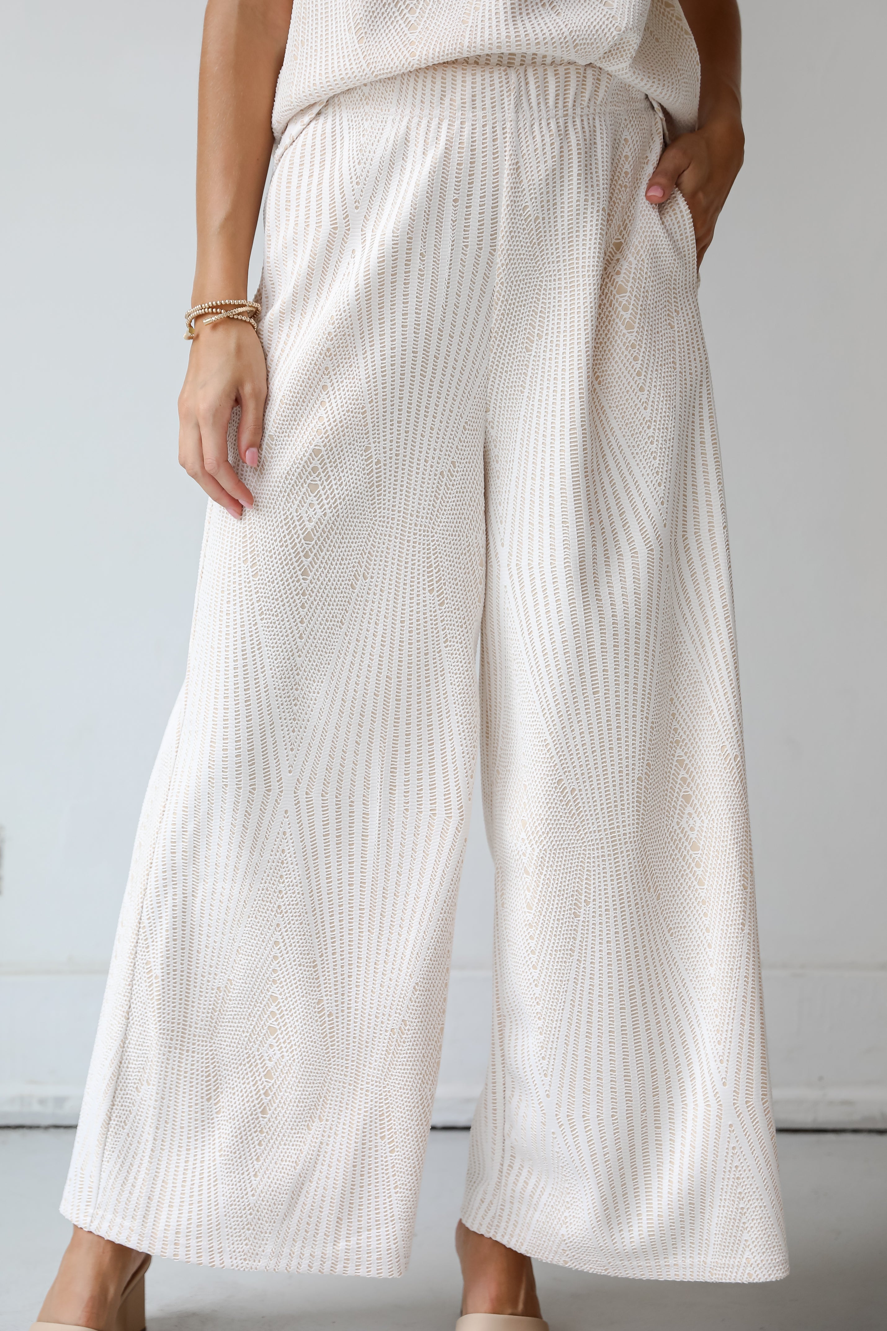 Aesthetic Aura Ivory Crochet Knit Pants