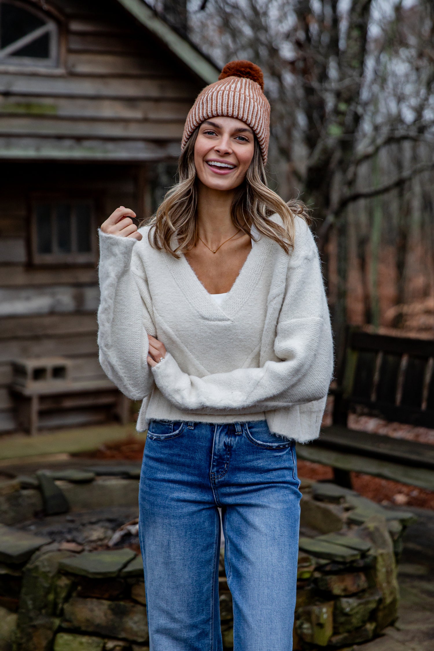 Quiet Frost Knit Sweater | Trendy Women's Tops | Dress Up Cream / Medium Quiet Frost Knit Sweater | Trendy Women's Tops | Dress Up Cream / Medium