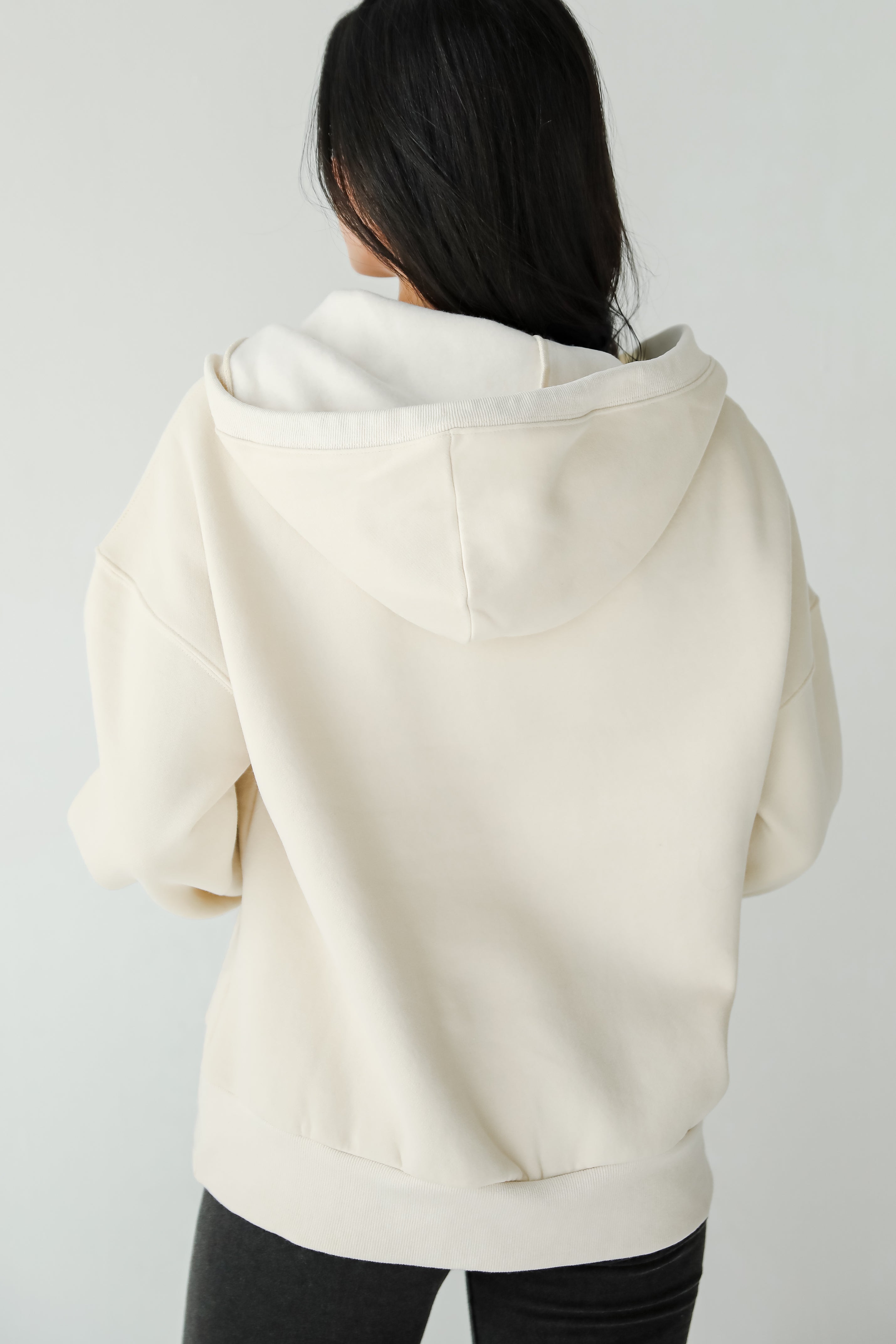 Cozy Delight Cream Fleece Quarter Zip Hoodie