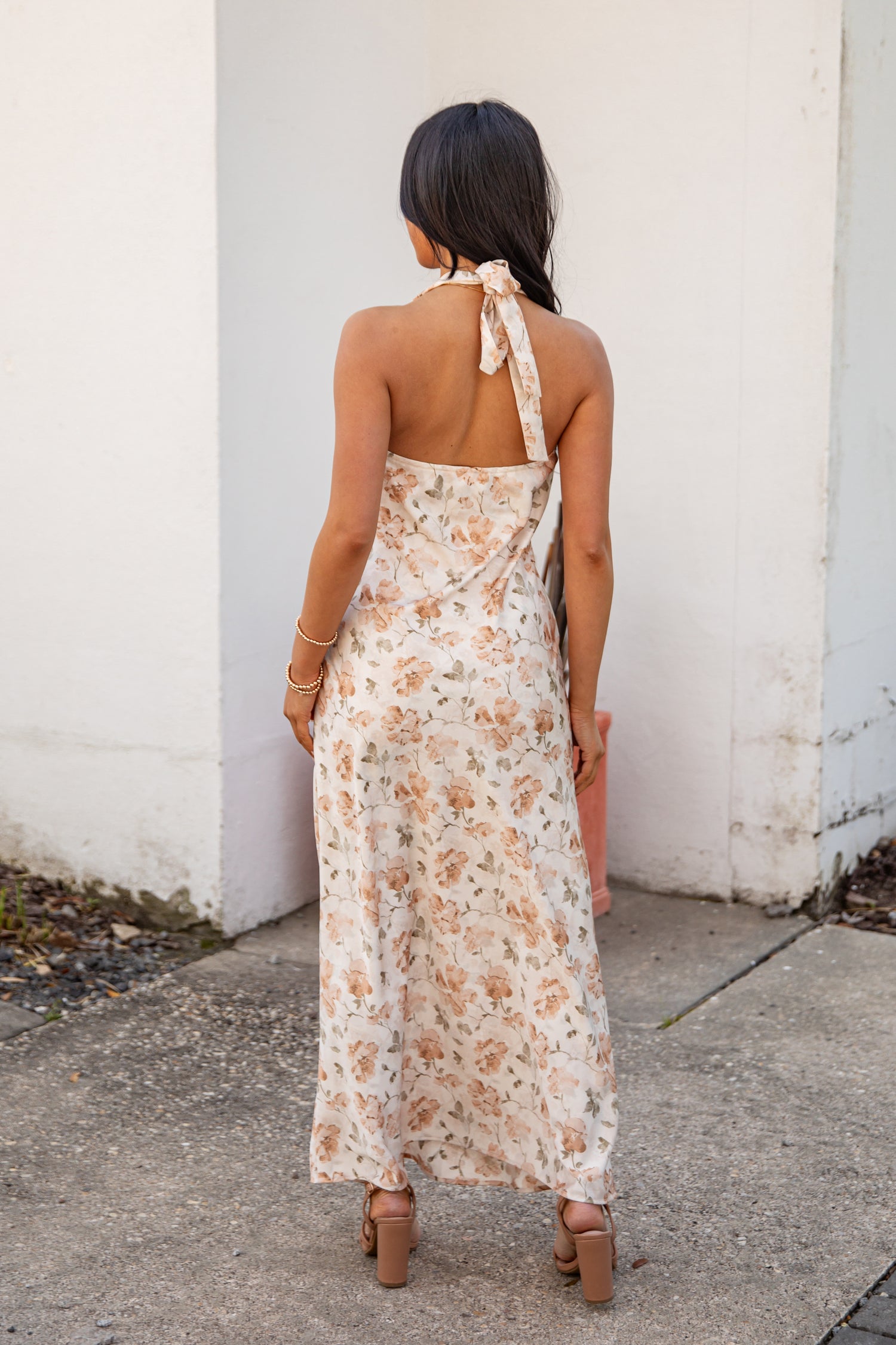 Blush Petals Cream Floral Halter Maxi Dress Blush Petals Cream Floral Halter Maxi Dress