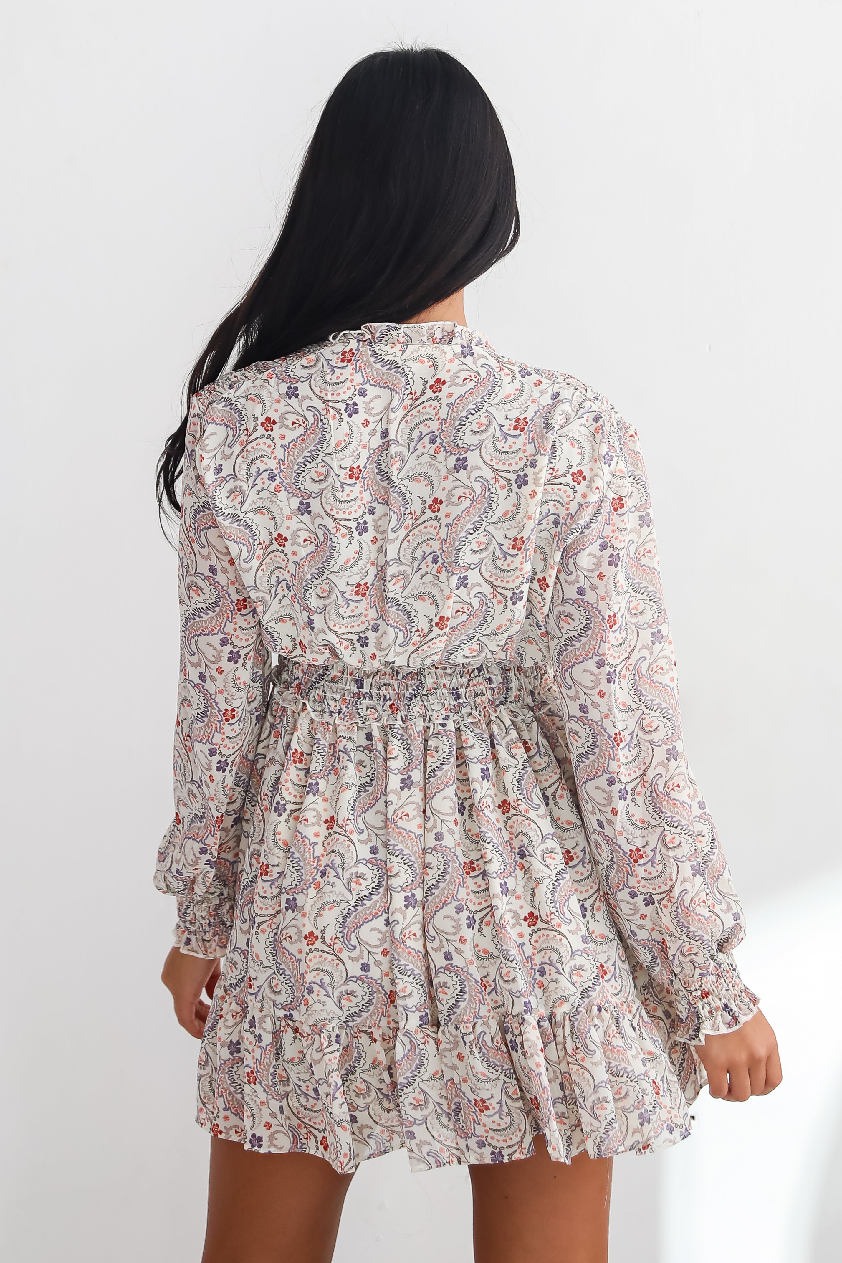 Constant Confidence Cream Paisley Floral Mini Dress