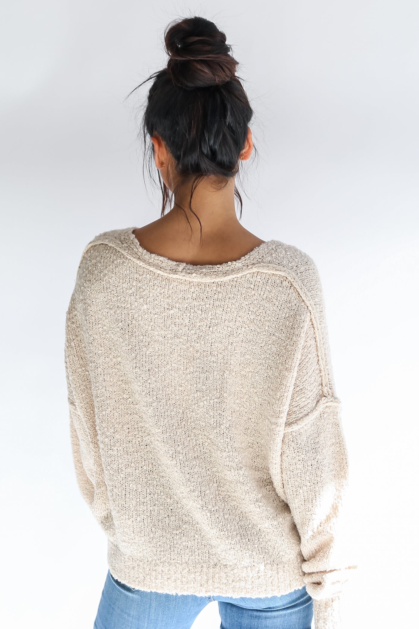 Cream Oversized Sweater back view