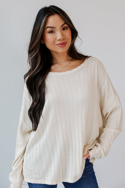 Ivory Knit Top front view