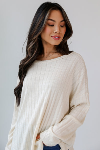 Ivory Knit Top close up