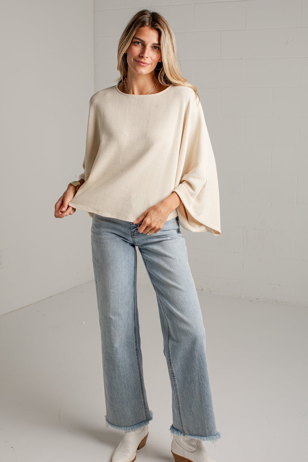 Nothing But Ease Cream Relaxed Knit Top