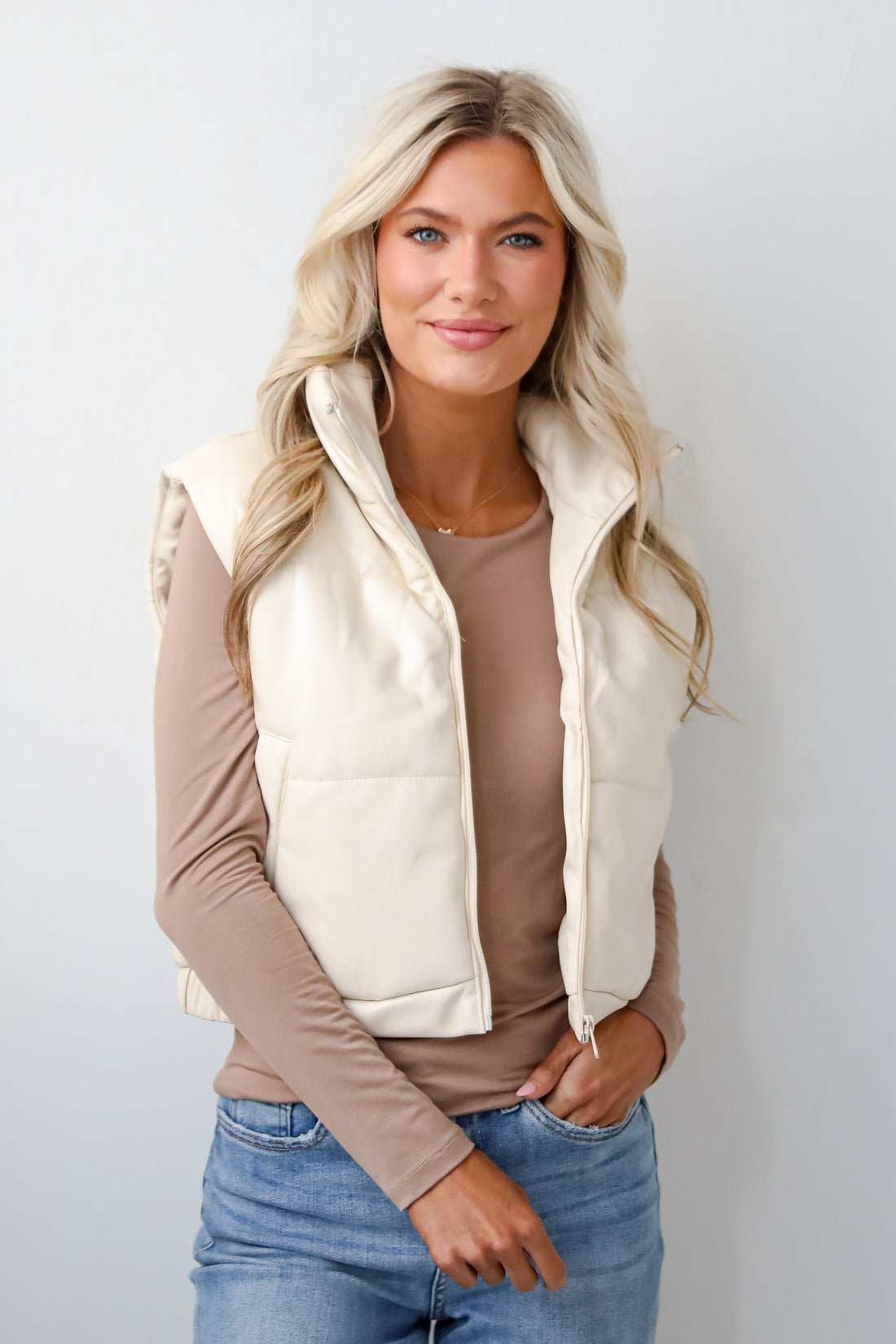 Seriously Chic Leather Puffer Vest