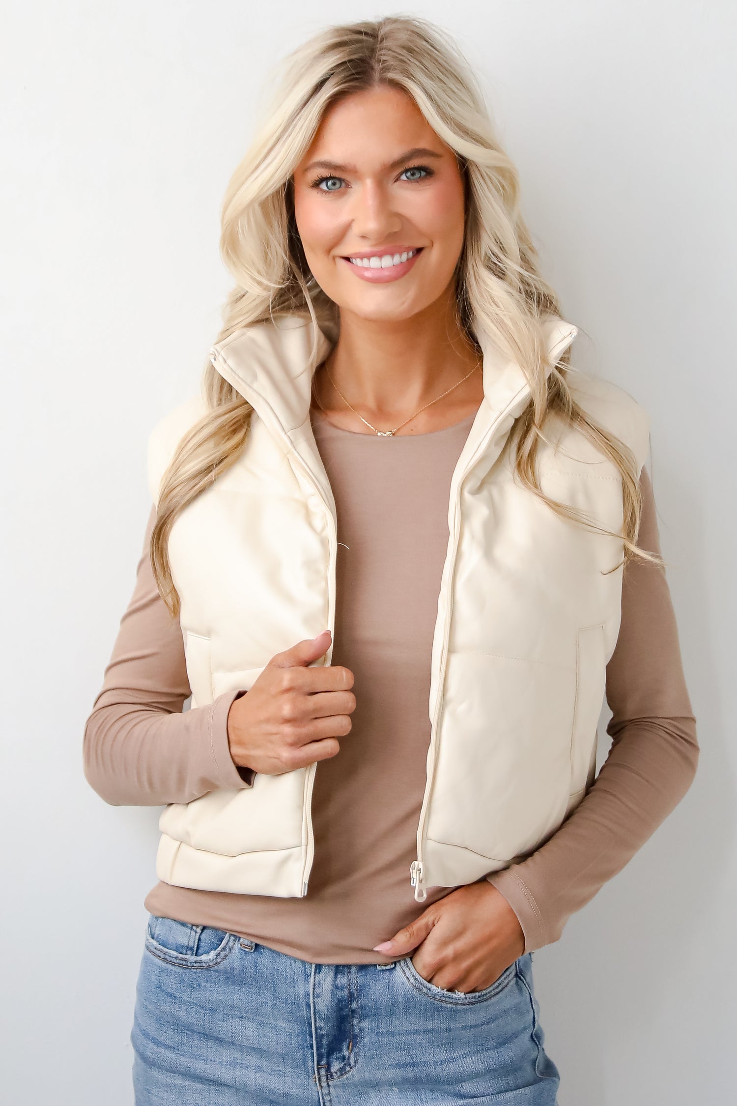 Seriously Chic Leather Puffer Vest