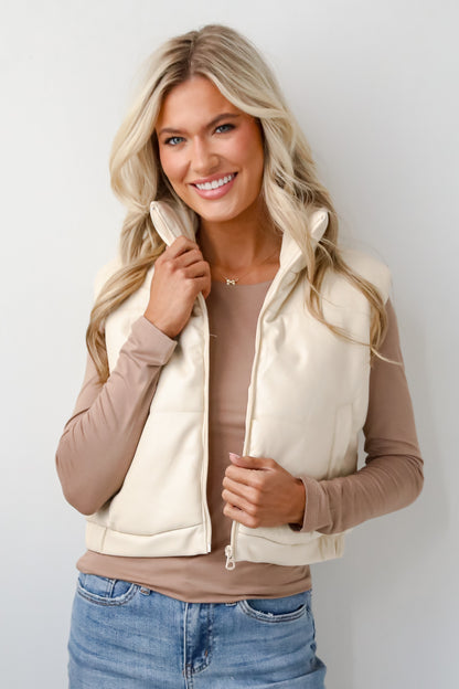 Seriously Chic Leather Puffer Vest