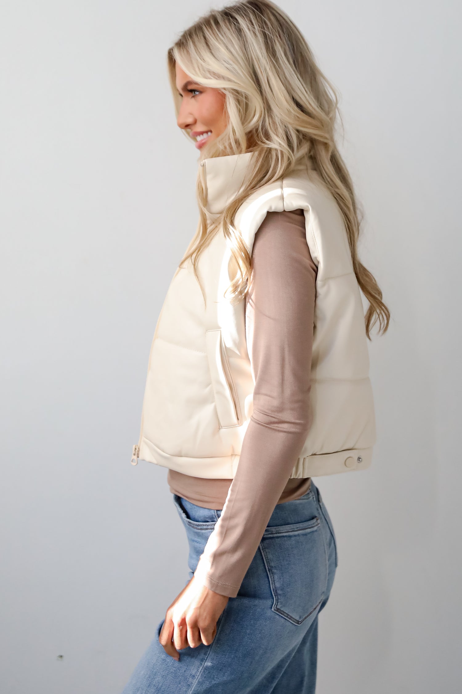 Seriously Chic Leather Puffer Vest