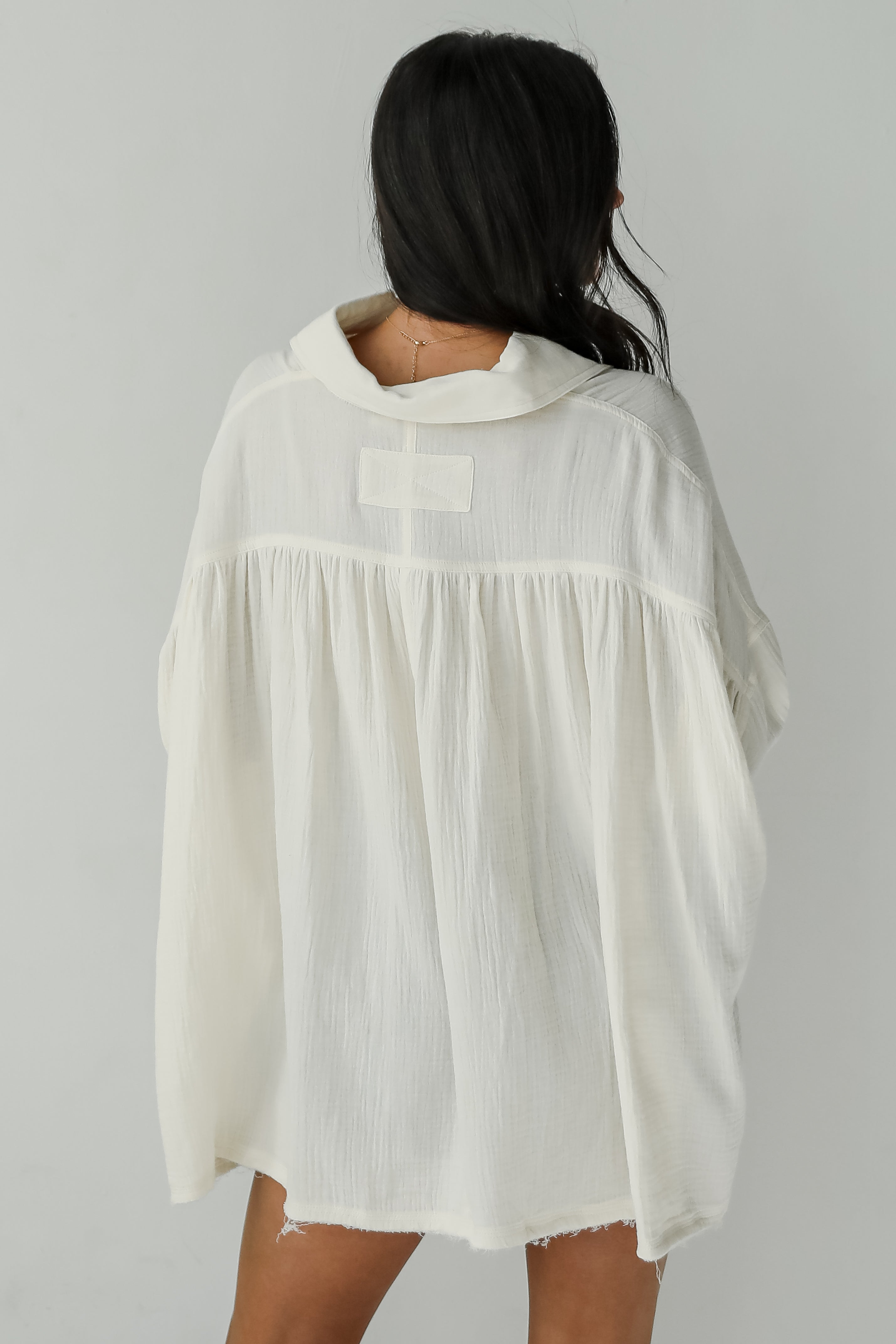 Charming Influence Cream Linen Button-Up Blouse