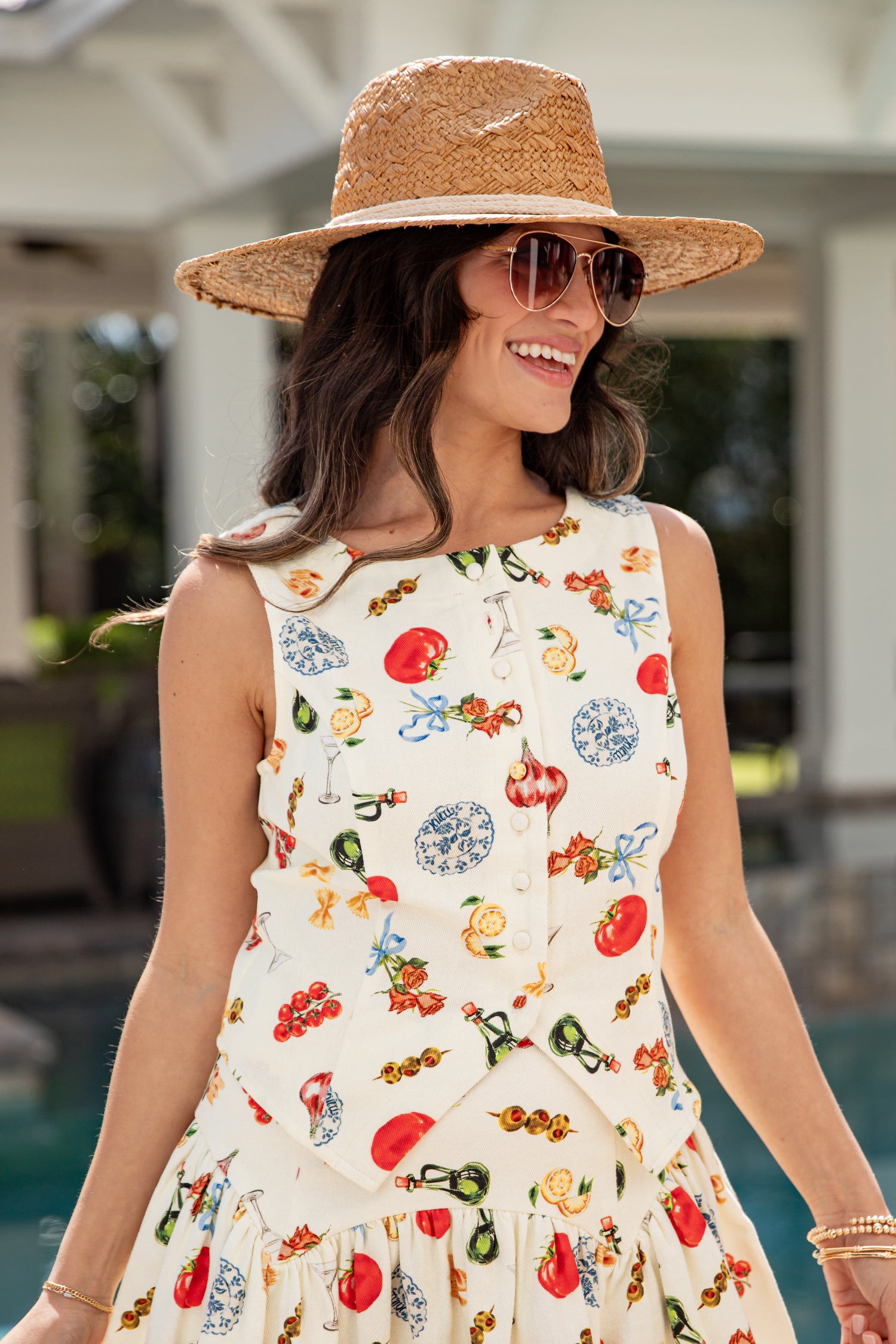 Amalfi Market Cream Printed Vest Top