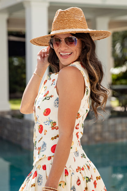 Amalfi Market Cream Printed Vest Top