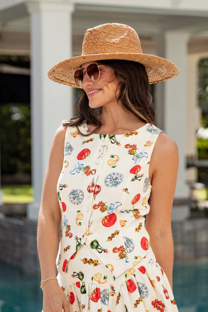 Amalfi Market Cream Printed Vest Top