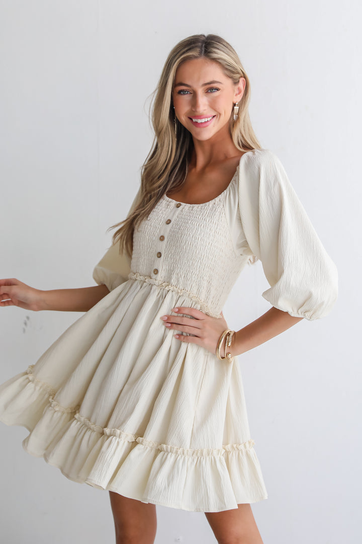 Divine Silhouette Cream Mini Dress