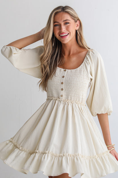 Divine Silhouette Cream Mini Dress