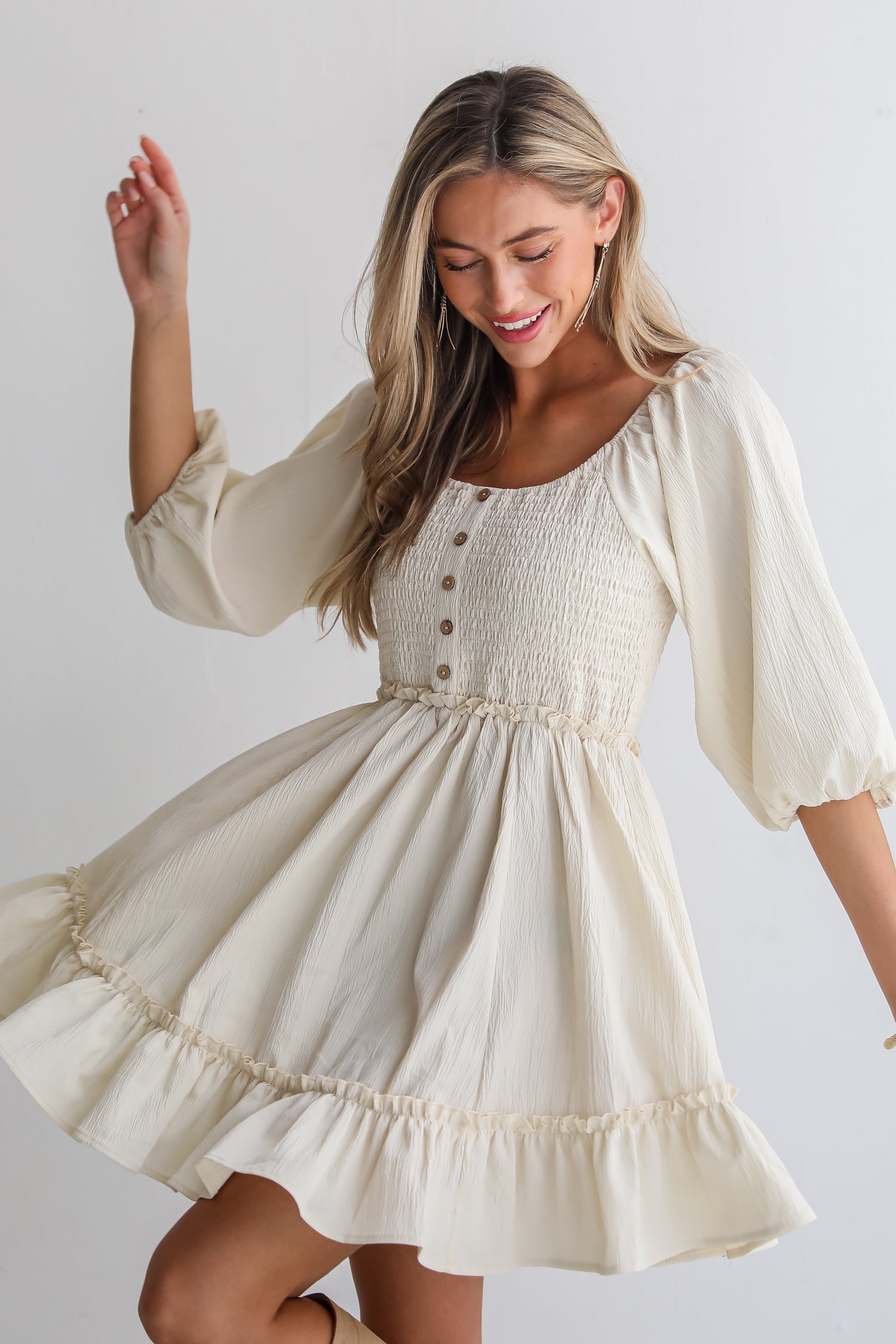 Divine Silhouette Cream Mini Dress