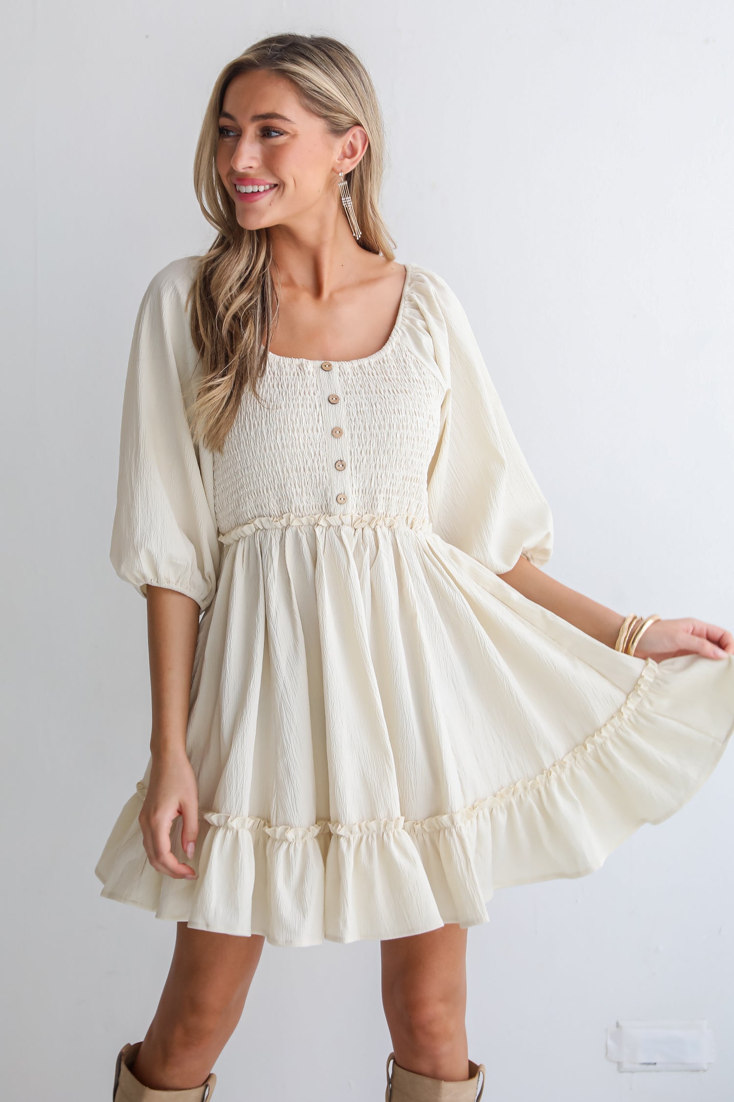 Divine Silhouette Cream Mini Dress