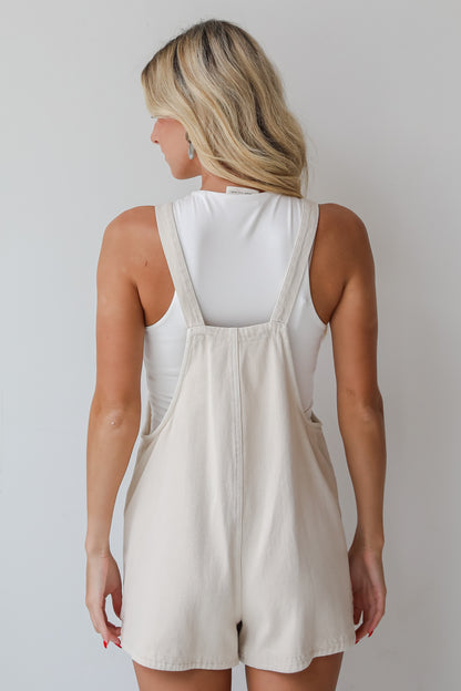 My Favorite Look Cream Denim Overall Romper