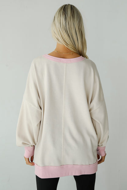 Unmatched Brilliance Cream Striped Oversized Pullover