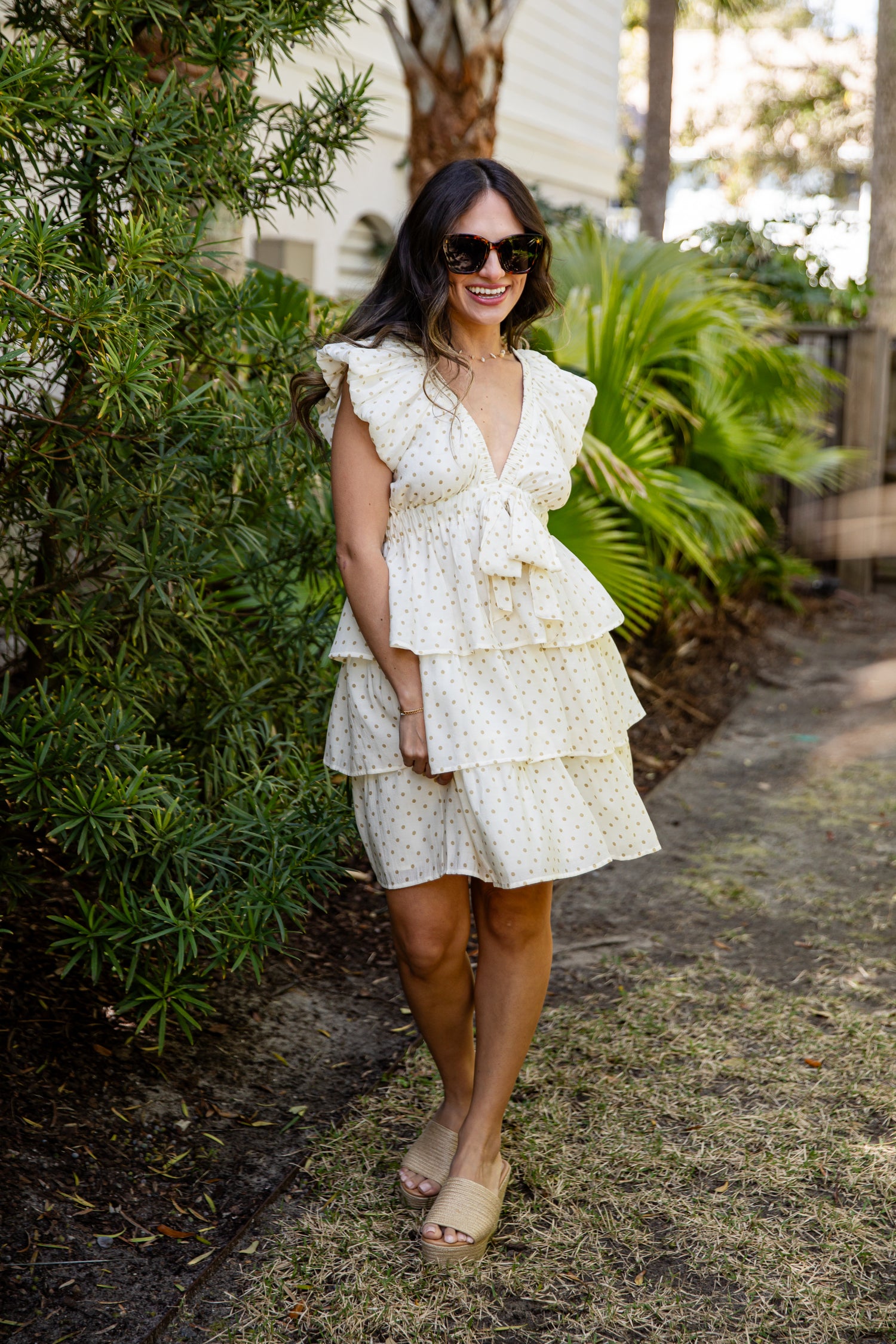 Polka Dot Cream Mini Dress | Trendy Women's Clothing Polka Dot Cream Mini Dress | Trendy Women's Clothing