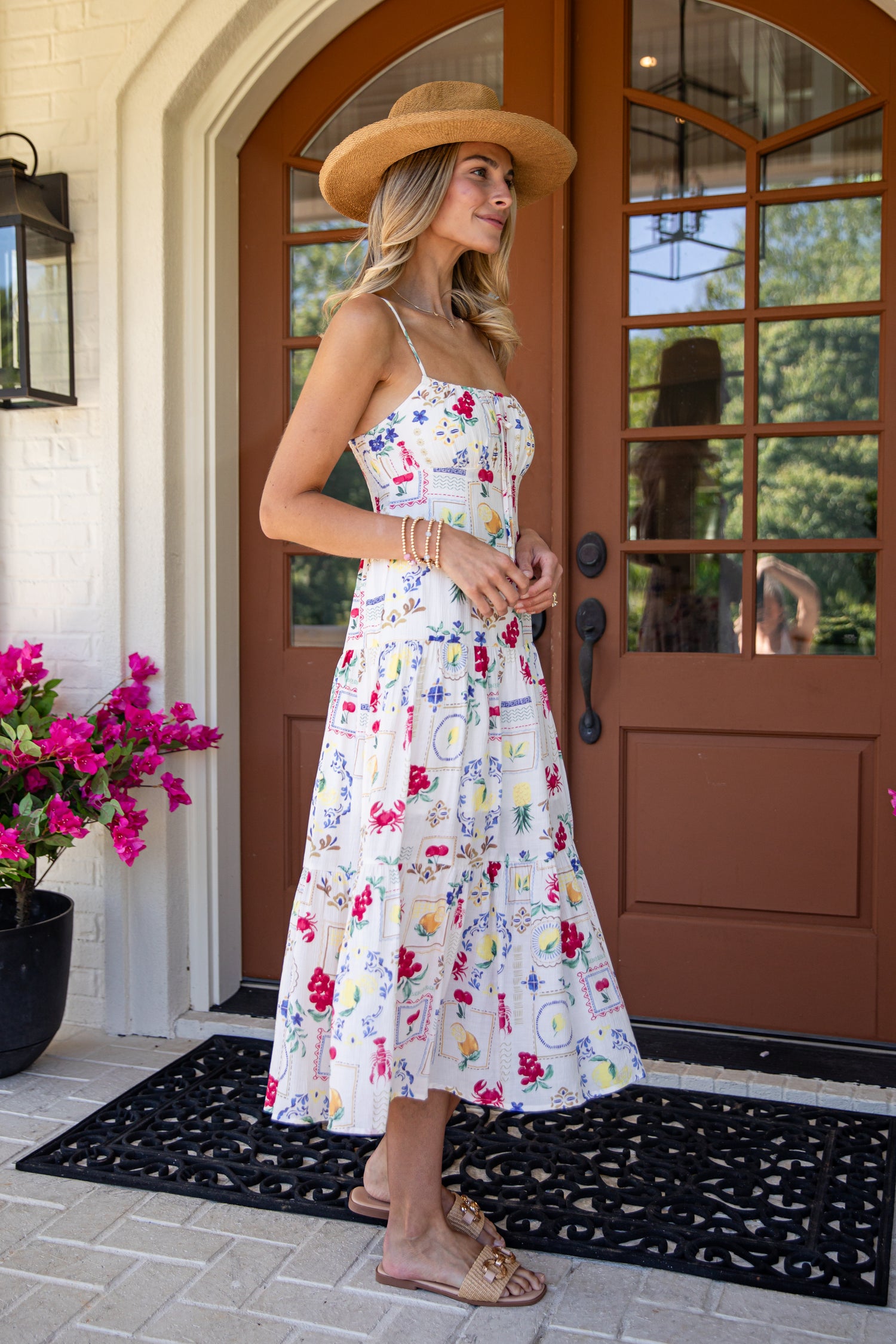 Passport Ready Cream Print Midi Dress | Trendy Women's Dress