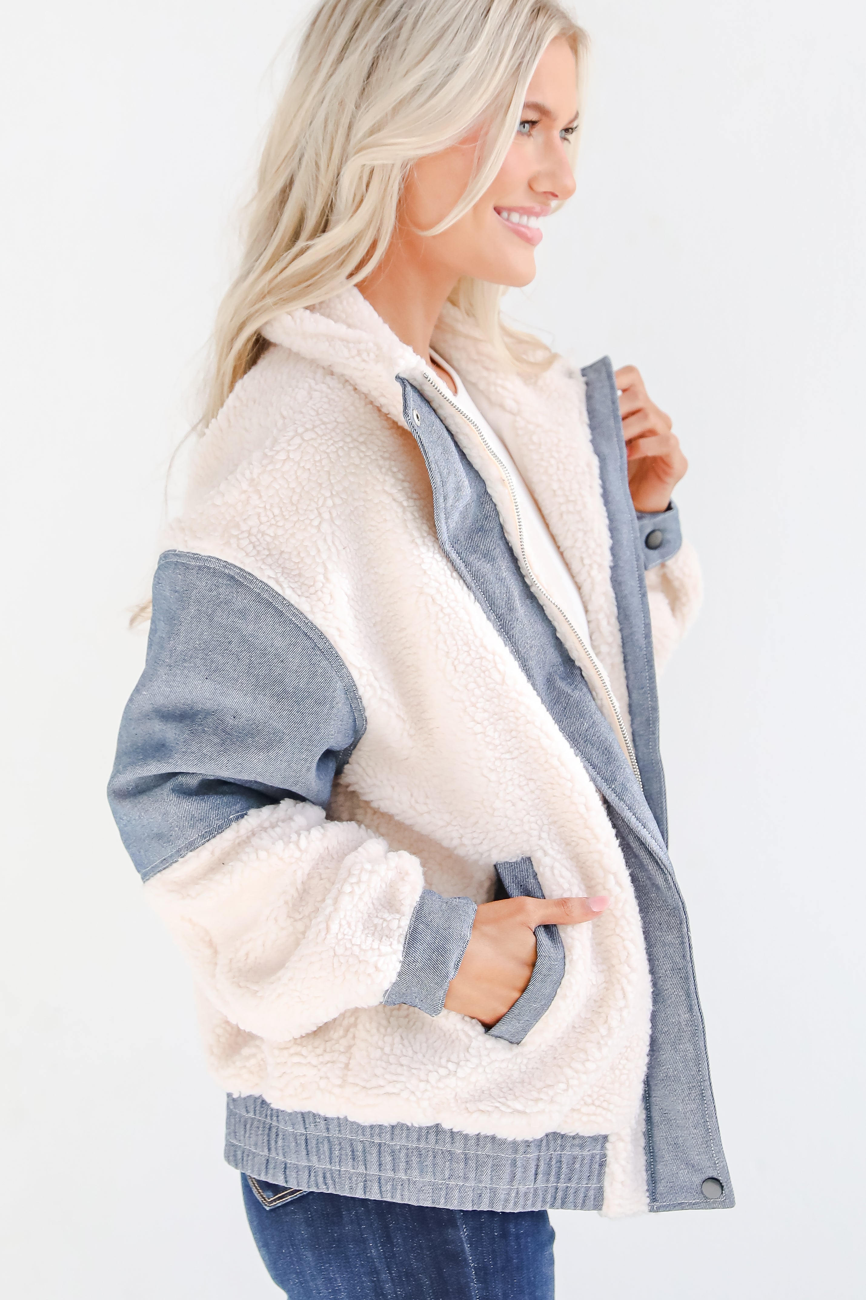 Cozier Days Cream Sherpa Denim Jacket